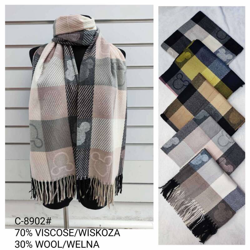 Szaliki damskie Roz Standard Mix kolor Paczka 12 szt